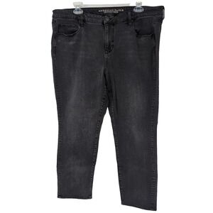 American Eagle Skinny AEO Denim X4 Women's 37 x 26 Super Stretch Black Size 20